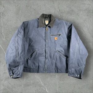 Vintage Carhartt‎ Detroit Jacket Mens 2XL Navy Deep Blue Blanket Lined J97 DPB